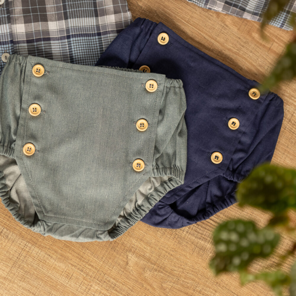 Shorts de linho misto com botões
