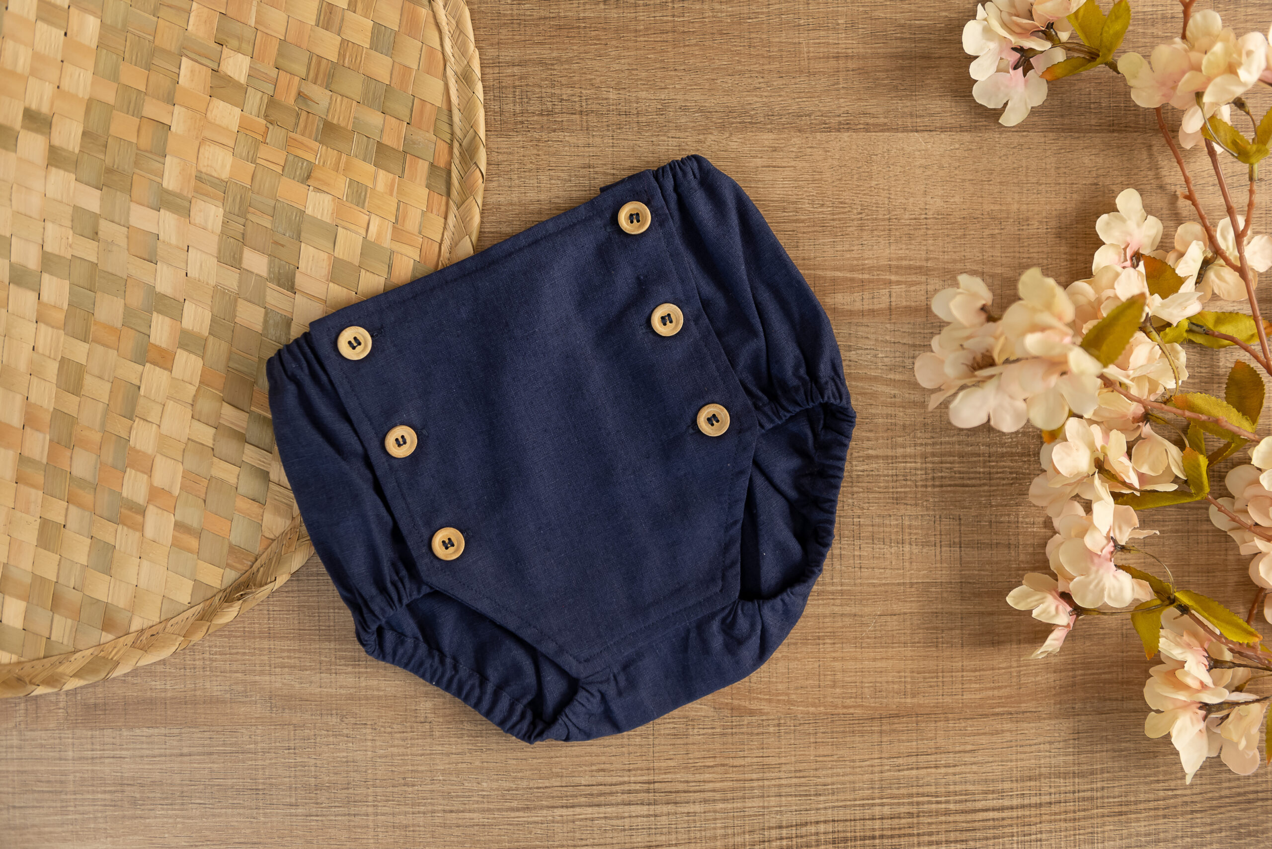 Shorts de linho misto com botões