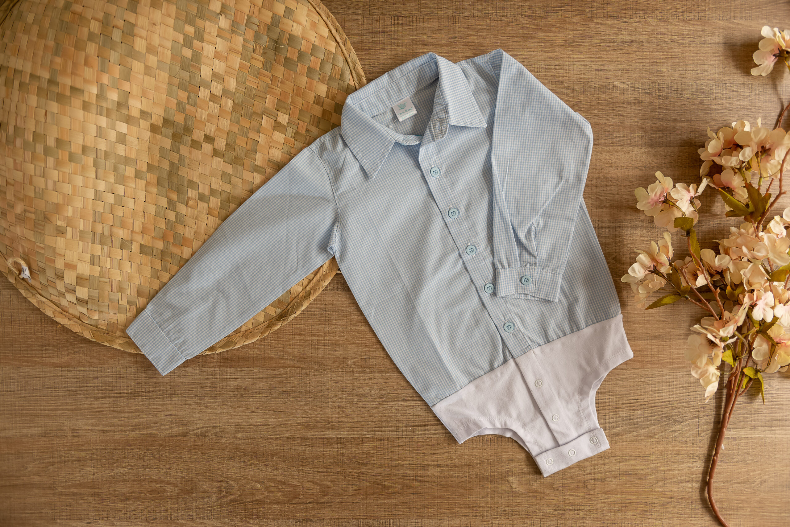 Body camisa mini xadrez menino