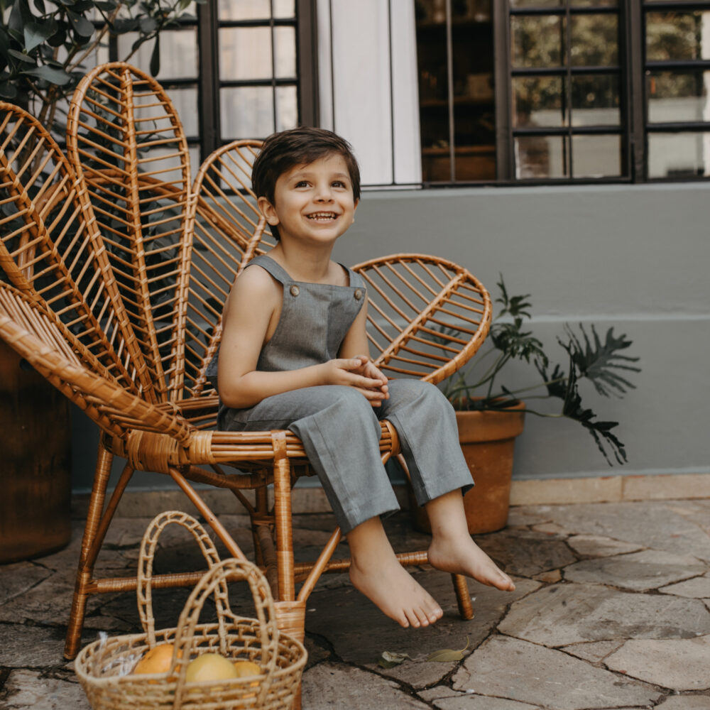 Macacão infantil linho misto/ calça