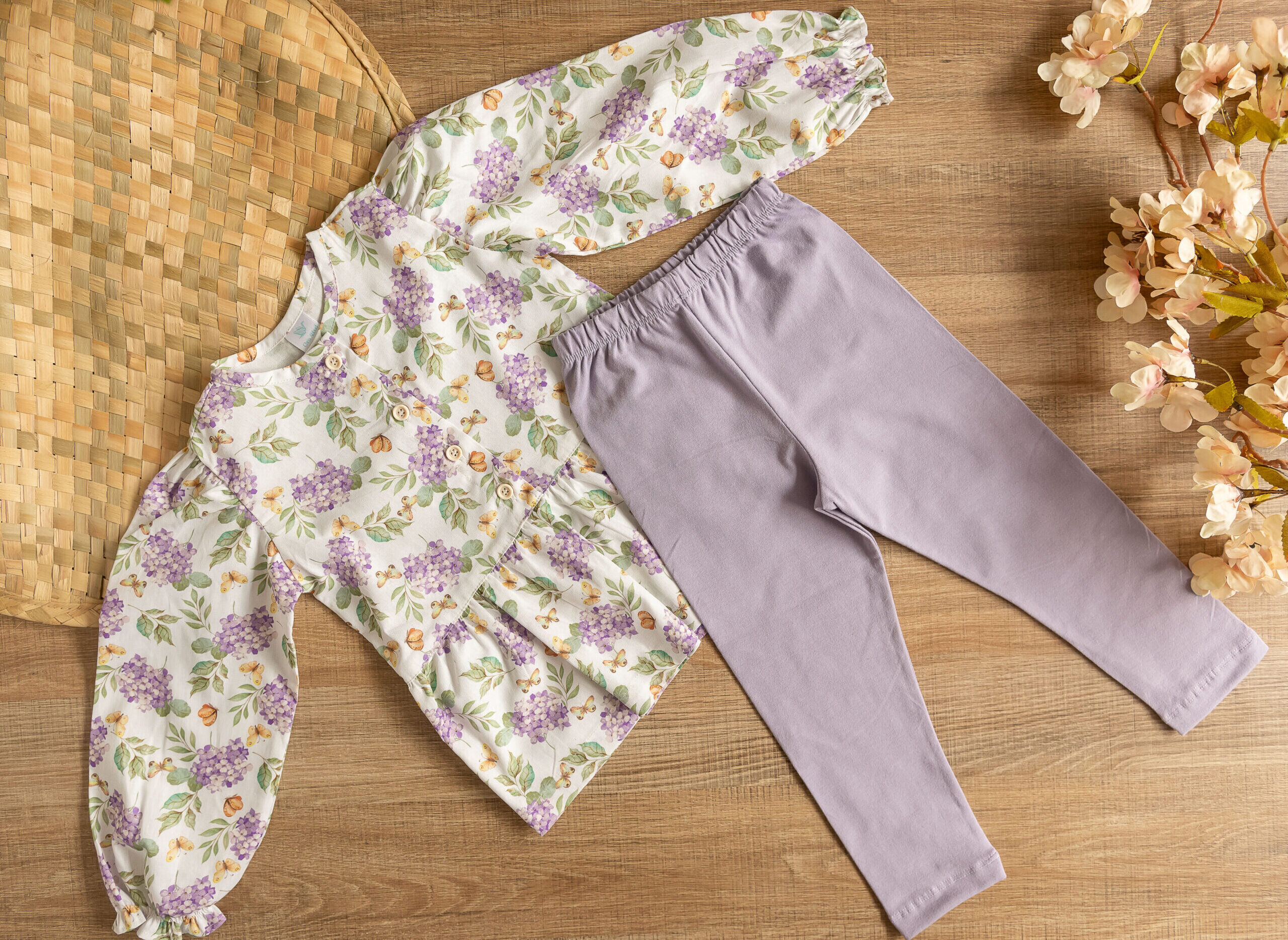 Conjunto calça leggy cotton com blusa peplum em tricoline 100% algodão
