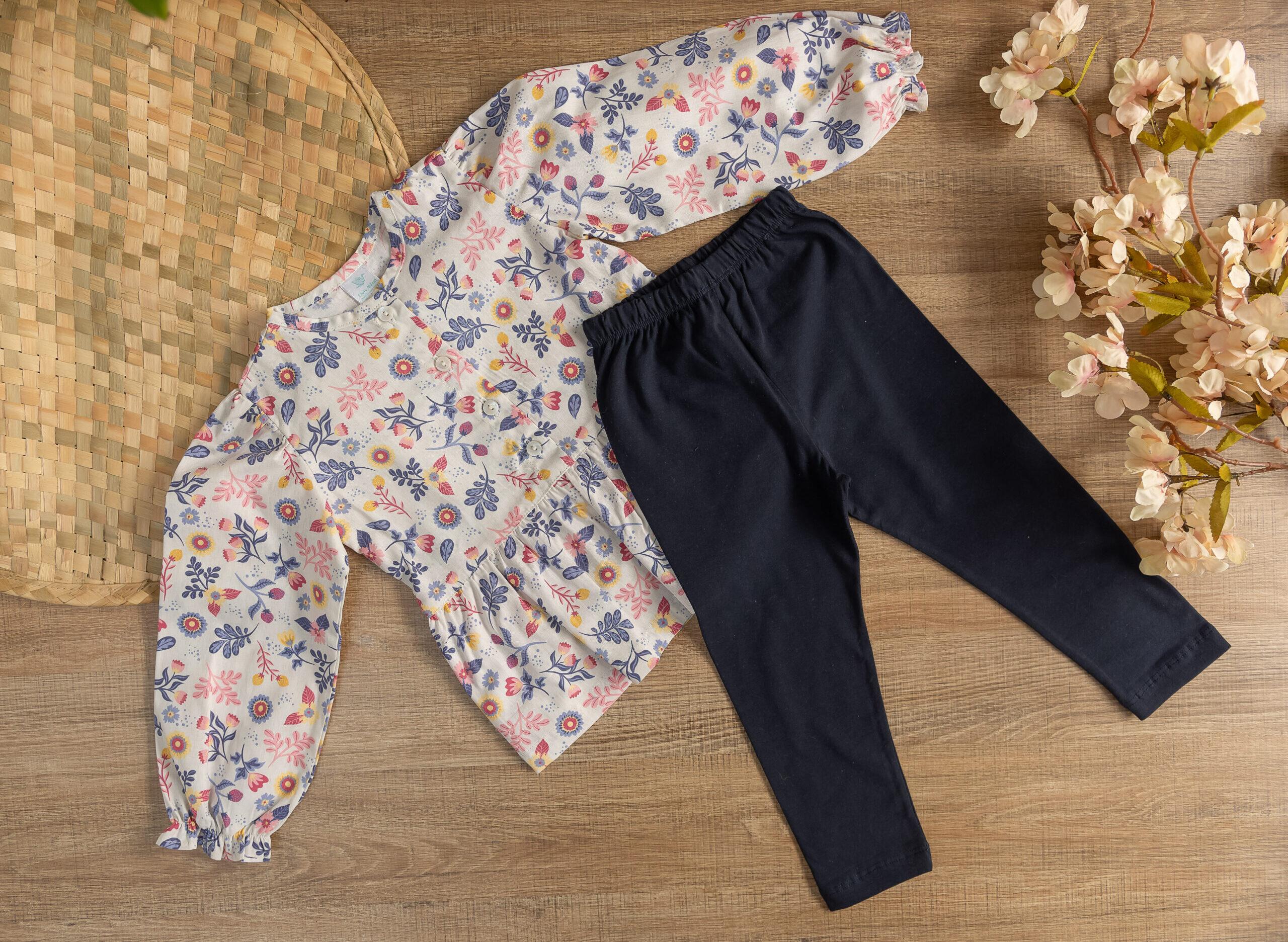 Conjunto calça leggy cotton com blusa peplum em tricoline 100% algodão